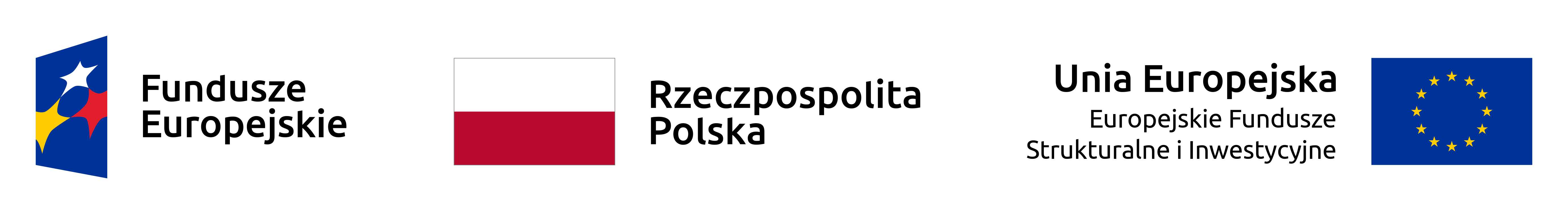 Logo Unii Europejskiej, Flaga polski i logo Funduszy Europejskich